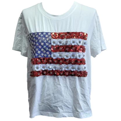 White Flower American Flag Tee