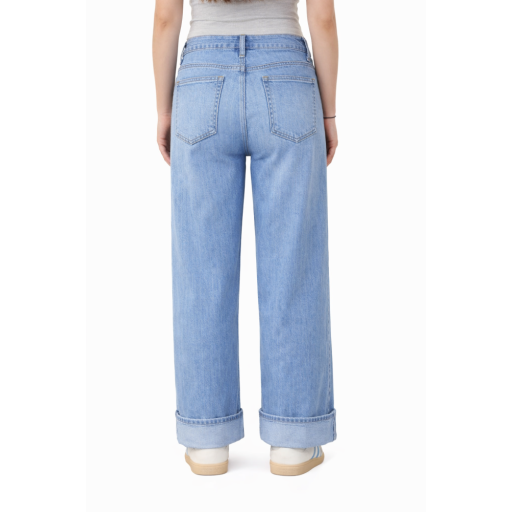 1822 Denim 30" Mid-Rise Roll Cuff Wide Leg Jean - Kitty Hawk