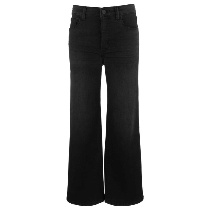Kut from the Kloth Meg High Rise Fab Ab Wide Leg Jeans in black featuring a high waist and clean regular hem.