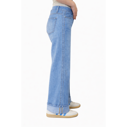 1822 Denim 30" Mid-Rise Roll Cuff Wide Leg Jean - Kitty Hawk