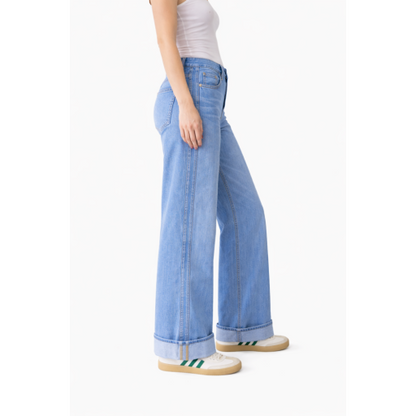 1822 Denim 30" Mid-Rise Roll Cuff Wide Leg Jean - Kitty Hawk size 00/24