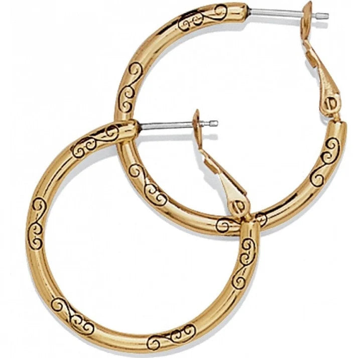 Close-up of the 1-inch hoop design showing the 1/8-inch width and polished finish.