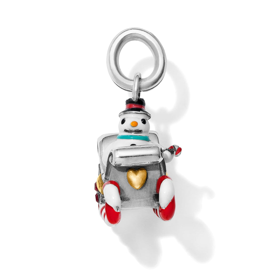 Brighton Snowman Sleigh holiday charm in silver multi
