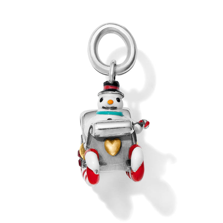 Brighton Snowman Sleigh holiday charm in silver multi