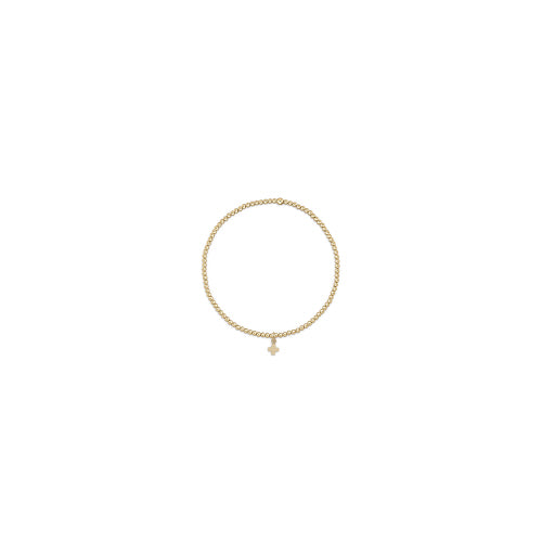 Classic Gold 2mm Bead Bracelet - Signature Cross Small Gold Charm