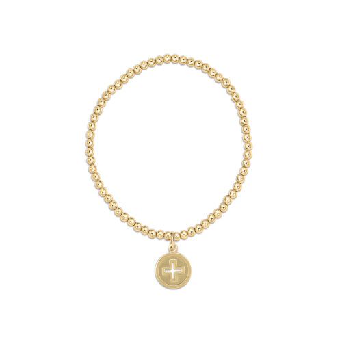 Classic Gold 3mm Bead Bracelet - Signature Cross Gold Disc