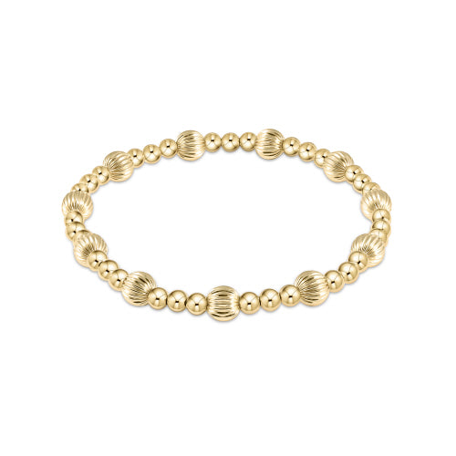 Dignity Sincerity Pattern 6mm Bead Bracelet - Gold