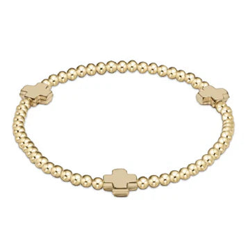 enewton extends - signature cross gold pattern 3mm bead bracelet