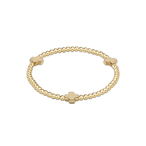 Signature Cross Gold Pattern 3mm Bead Bracelet - Gold