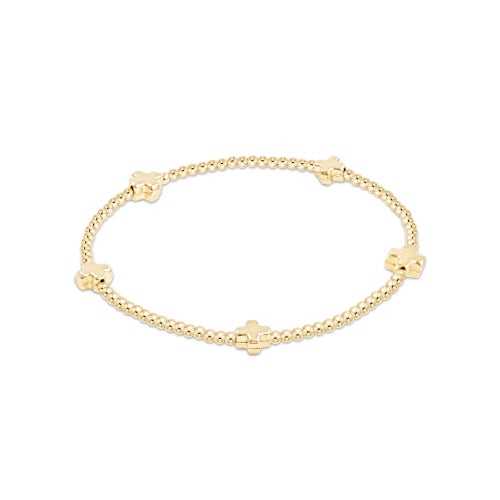 enewton signature cross small 2mm gold-filled bead bracelet on high-performance elastic