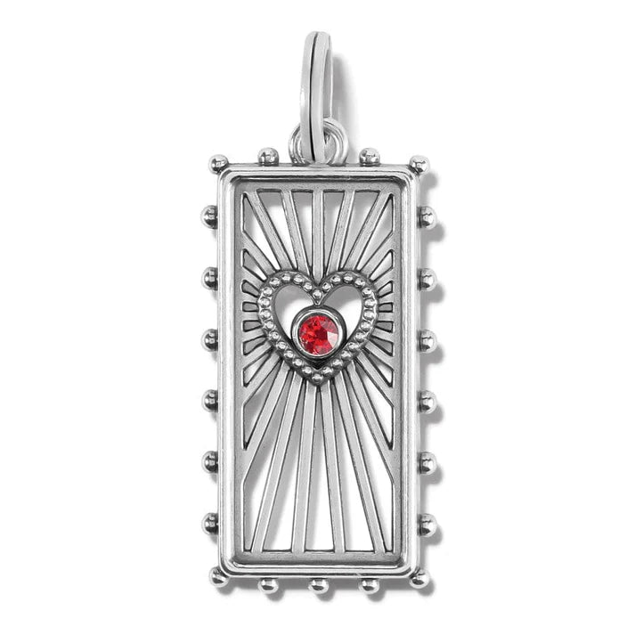 Brighton Treasured Heart Beams Amulet in silver plate featuring a radiant heart design with crystal accents.