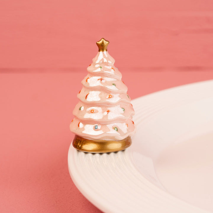 Nora Fleming Twinkle Tree hand-painted pink vintage ceramic Christmas tree mini