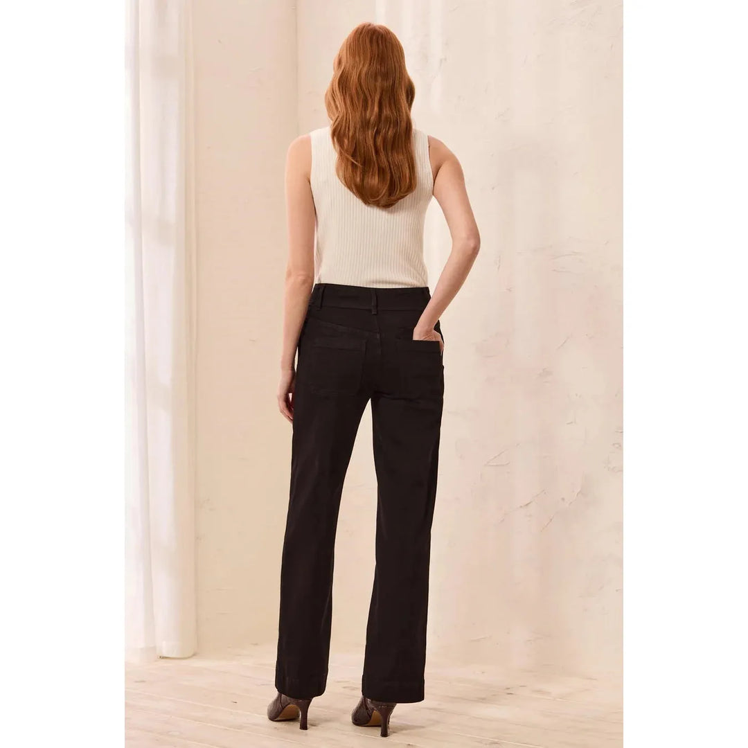 Tribal Audrey Hugging Wide Denim Trouser - Black
