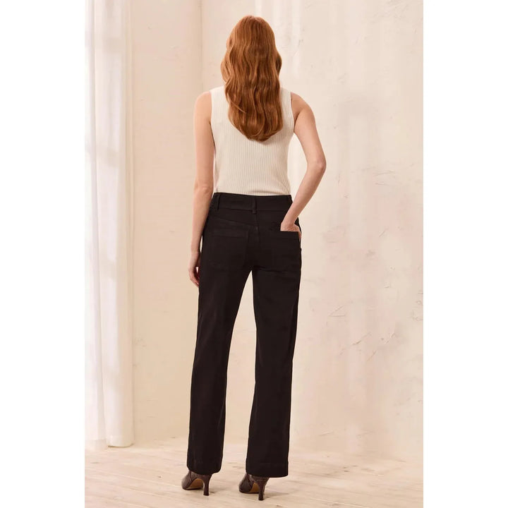 Tribal Audrey Hugging Wide Denim Trouser - Black