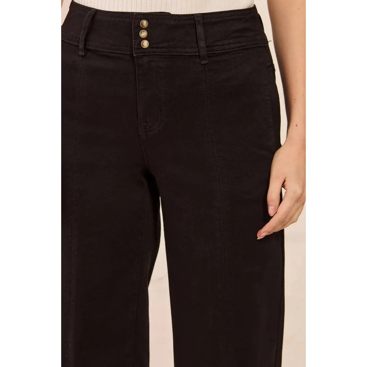 Tribal Audrey Hugging Wide Denim Trouser - Black