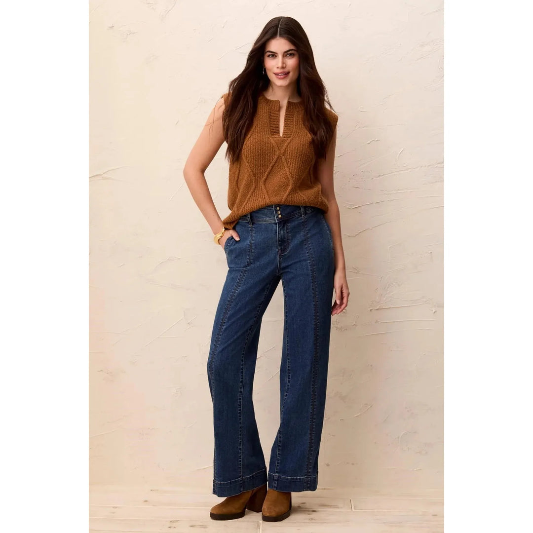 Tribal Audrey Hugging Wide Denim Trouser - Dusk