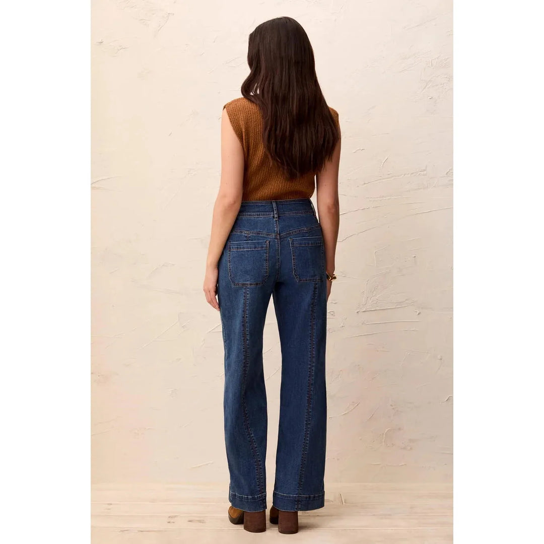 Tribal Audrey Hugging Wide Denim Trouser - Dusk