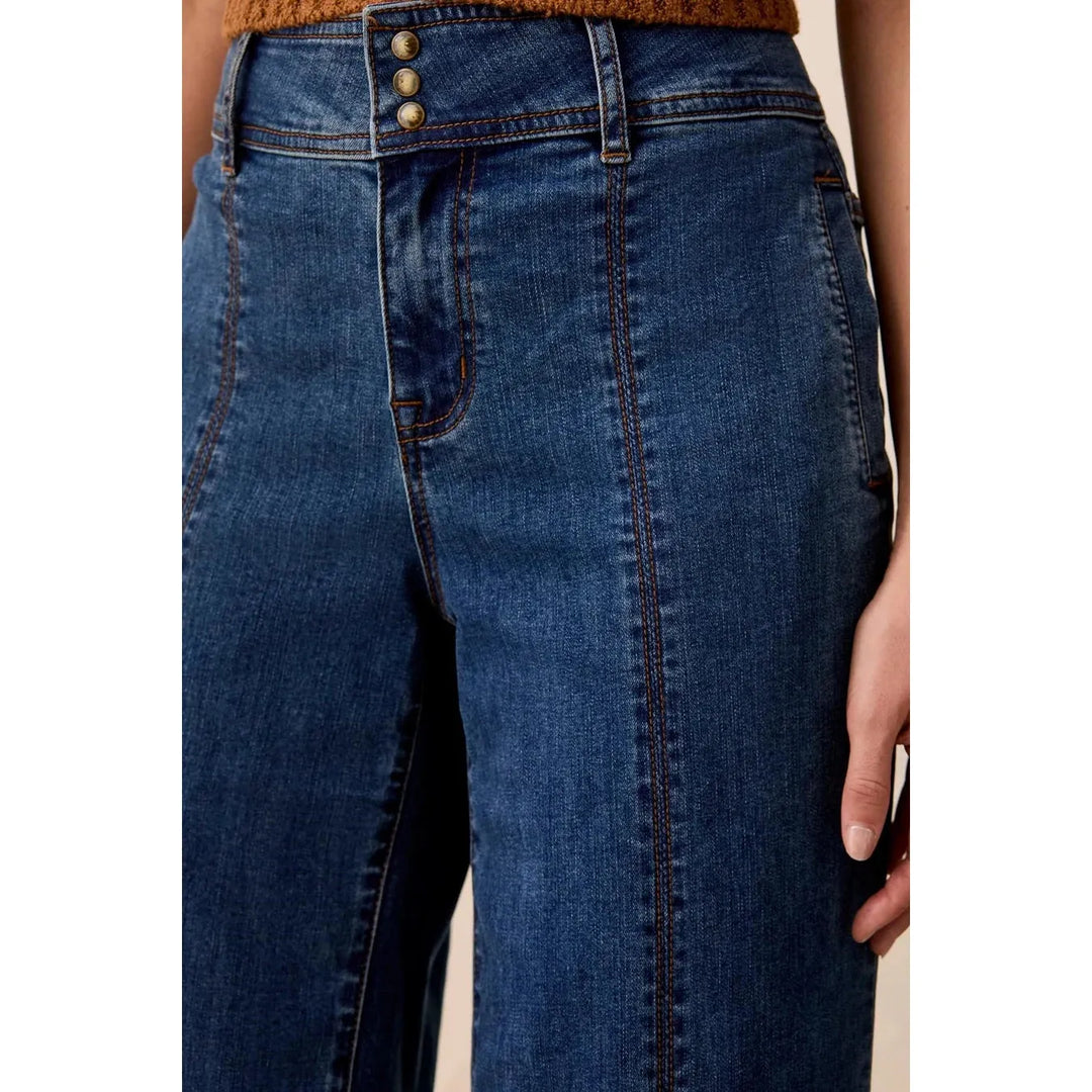 Tribal Audrey Hugging Wide Denim Trouser - Dusk