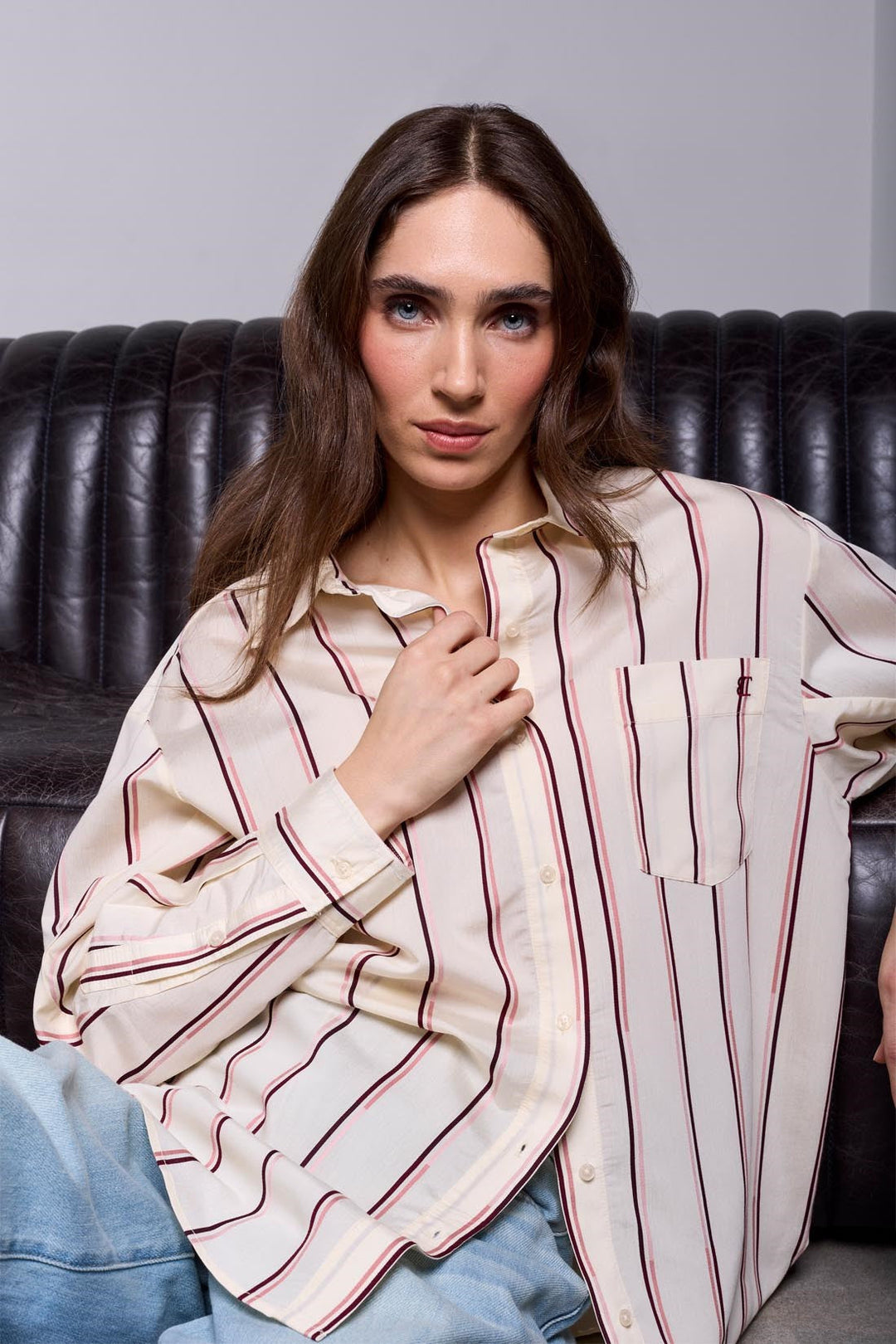Tribal BLUE THREAD Lightweight Oversized Striped Blouse - Antique White | Tribal Women&