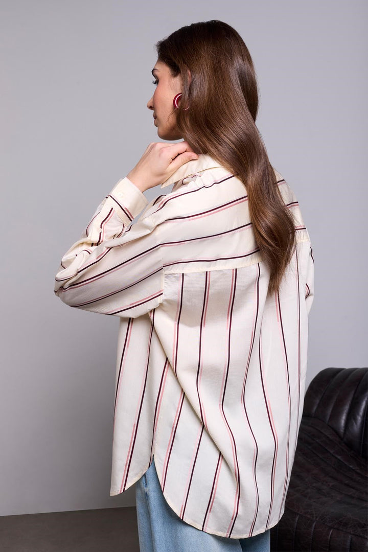 Tribal BLUE THREAD Lightweight Oversized Striped Blouse - Antique White | Tribal Women&