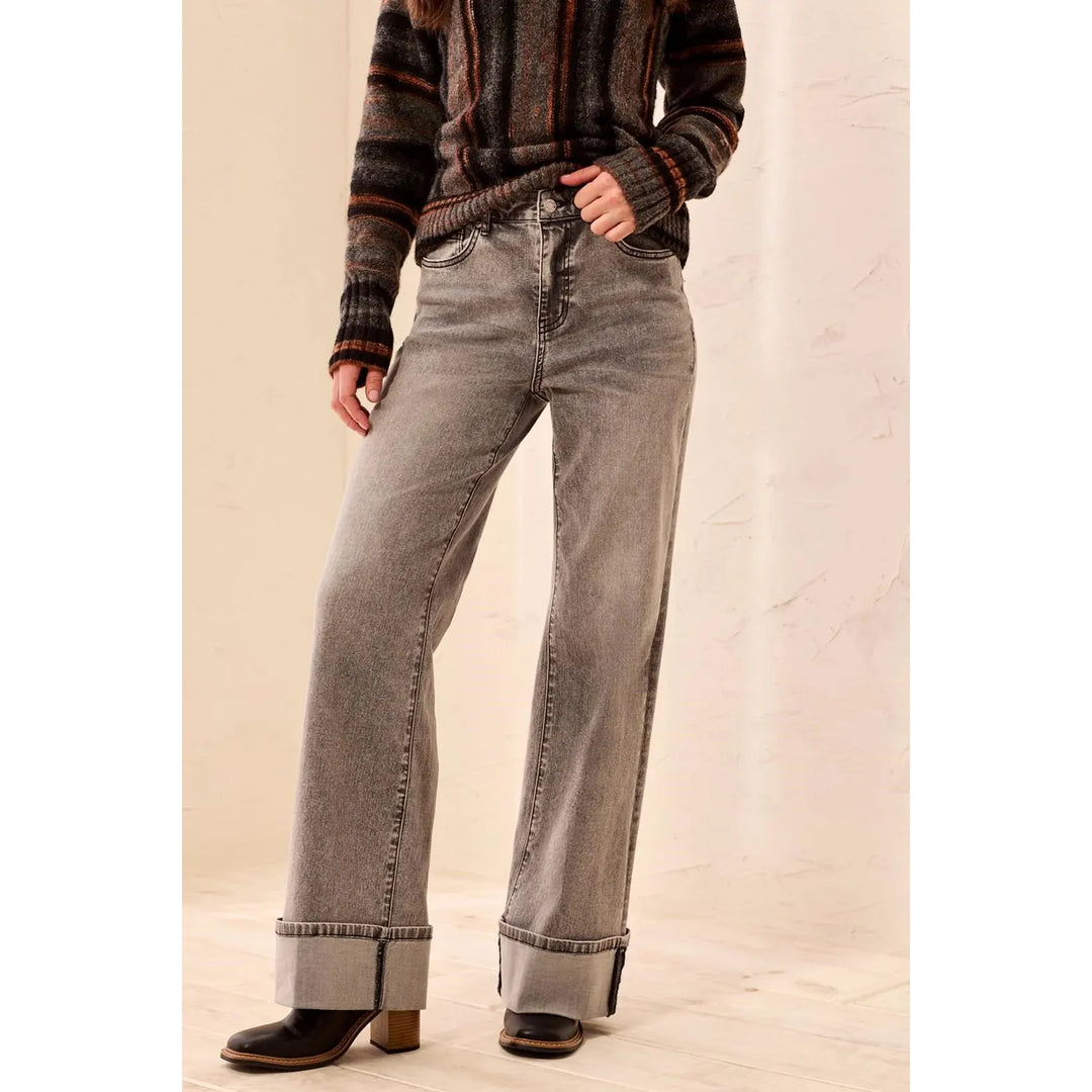 Tribals Brooke Palazzo Wide Leg Cuffed Denim Jeans