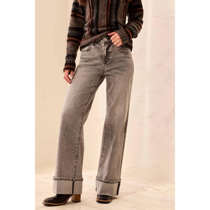 Tribals Brooke Palazzo Wide Leg Cuffed Denim Jeans