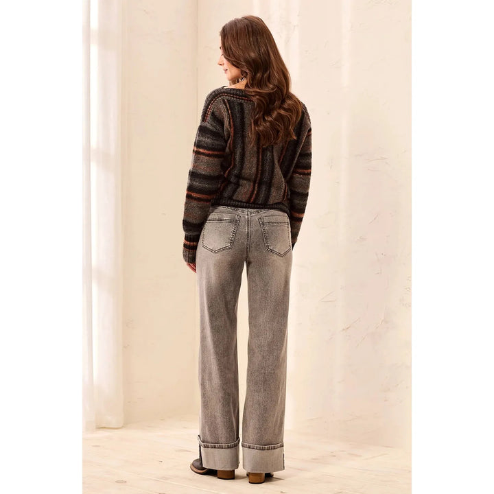 Tribals Brooke Palazzo Wide Leg Cuffed Denim Jeans