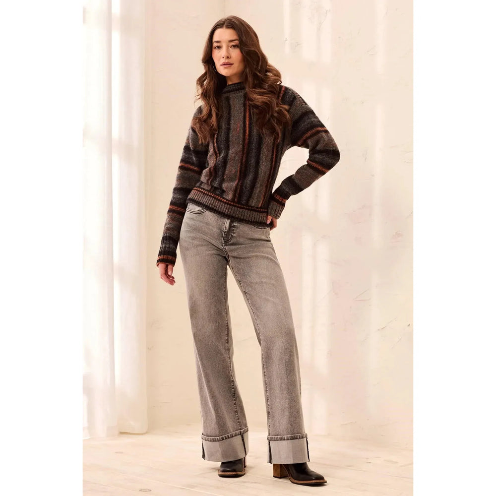 Tribals Brooke Palazzo Wide Leg Cuffed Denim Jeans