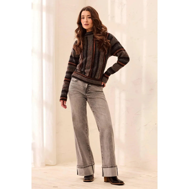 Tribals Brooke Palazzo Wide Leg Cuffed Denim Jeans