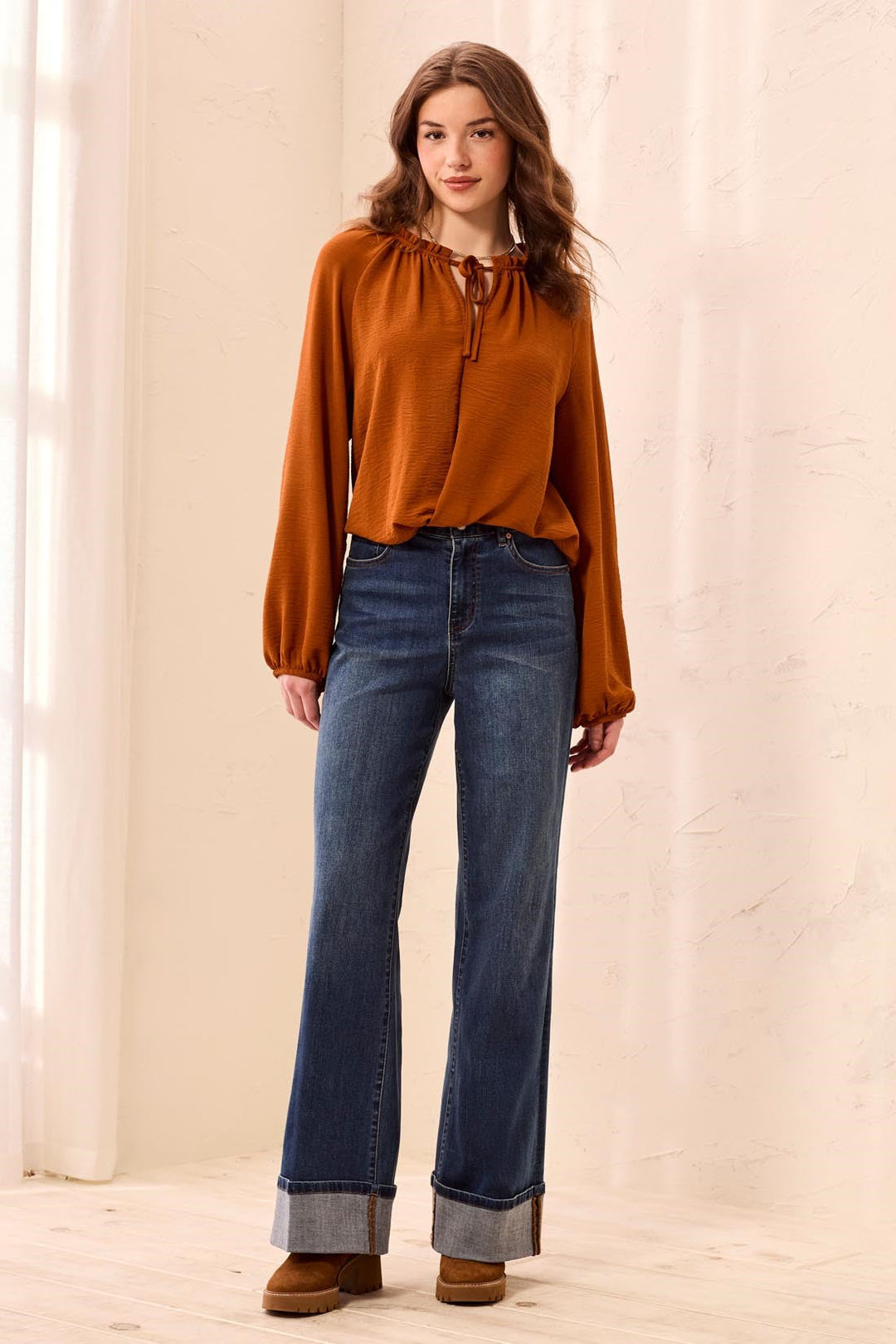 Tribal Brooke Comfort Stretch Palazzo Wide Leg Denim Jeans - Dusk | Tribal Women&