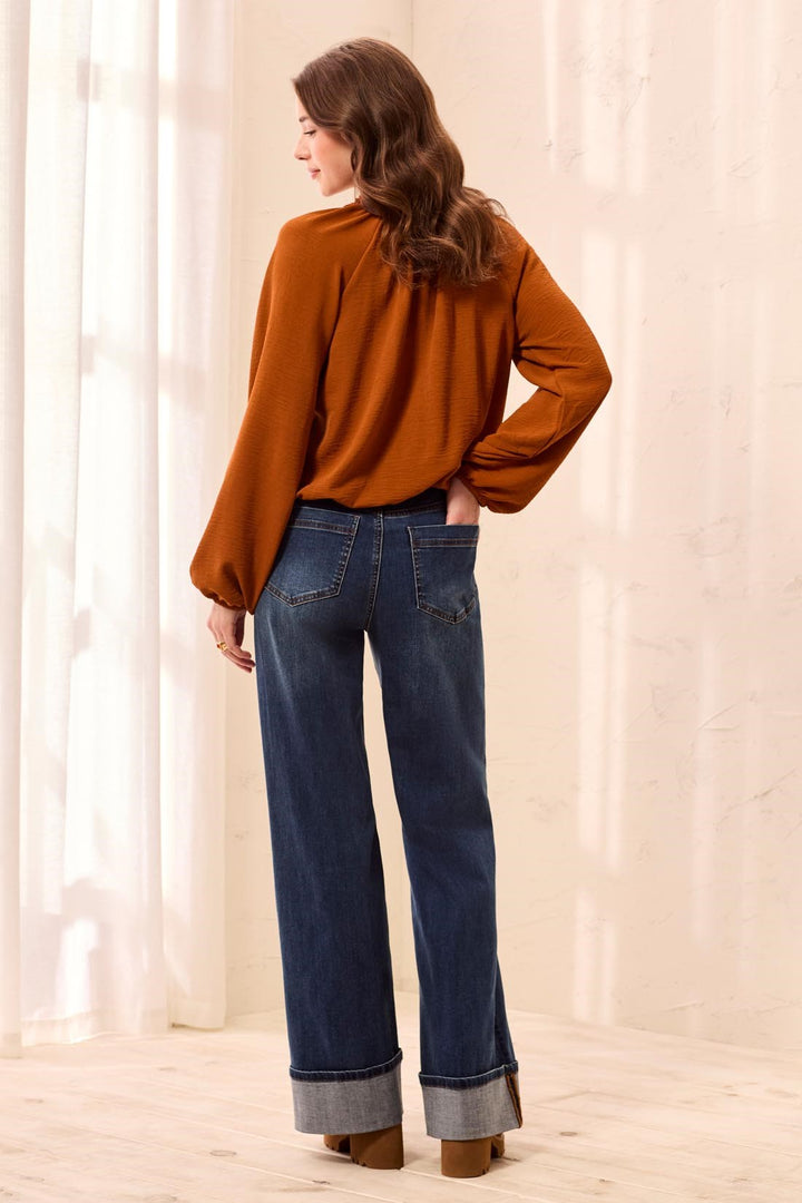Tribal Brooke Comfort Stretch Palazzo Wide Leg Denim Jeans - Dusk | Tribal Women&