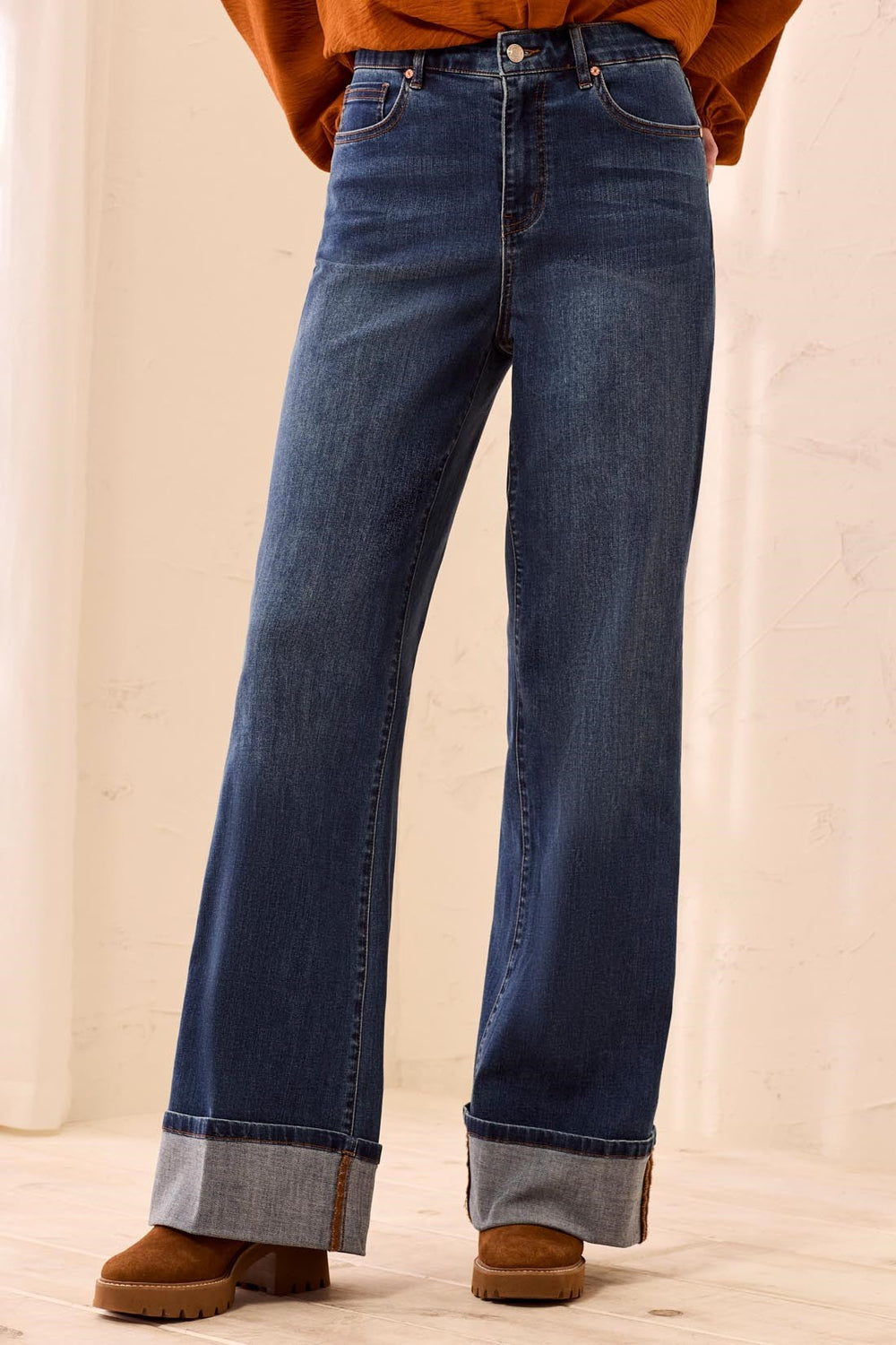 Tribal Brooke Comfort Stretch Palazzo Wide Leg Denim Jeans - Dusk | Tribal Women's Fashion