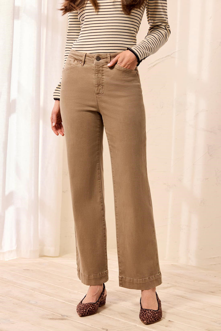 Tribal Comfort Stretch Wide Leg Pull-On Pants - Fossil | Tribal Women&