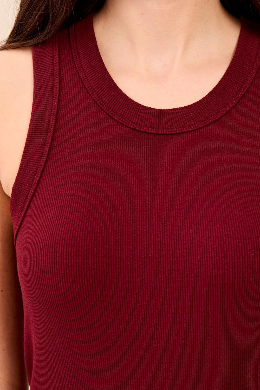 Tribal BLUE THREAD Cotton Baby Rib Racer Back Tank - Cherry Lacquer | Tribal Women&