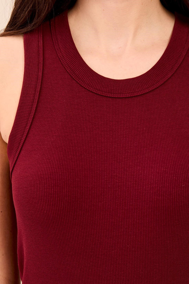 Tribal BLUE THREAD Cotton Baby Rib Racer Back Tank - Cherry Lacquer | Tribal Women&