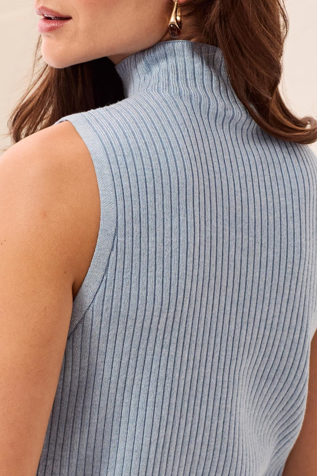 Tribal Ribbed Funnel Neck Sleeveless Tank - H Fog | Tribal Women&