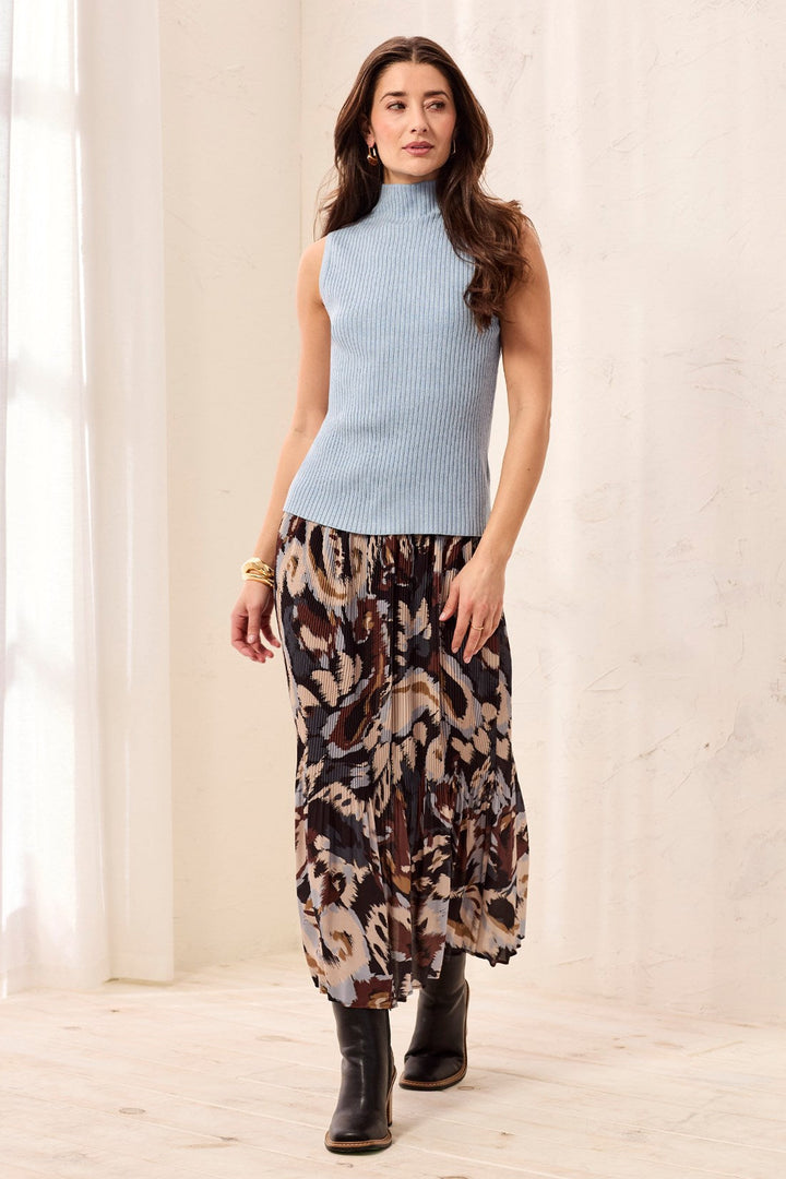 Tribal Ribbed Funnel Neck Sleeveless Tank - H Fog | Tribal Women&