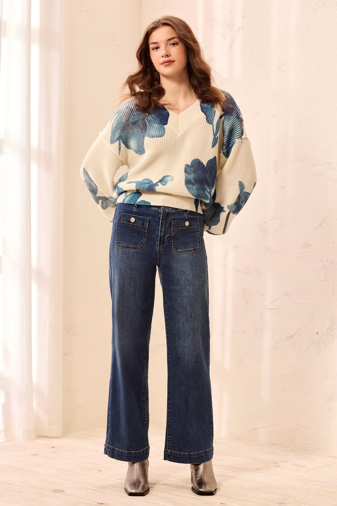 Tribal Sophia Curvy Super Straight Ankle Denim Jeans - Dusk | Tribal Women&