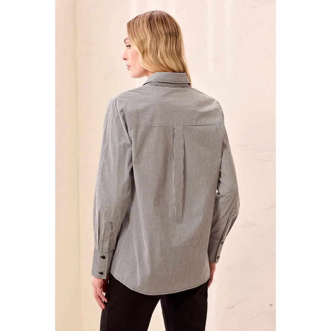 Long Sleeve Button Front Shirt with Side Panels from Tribal