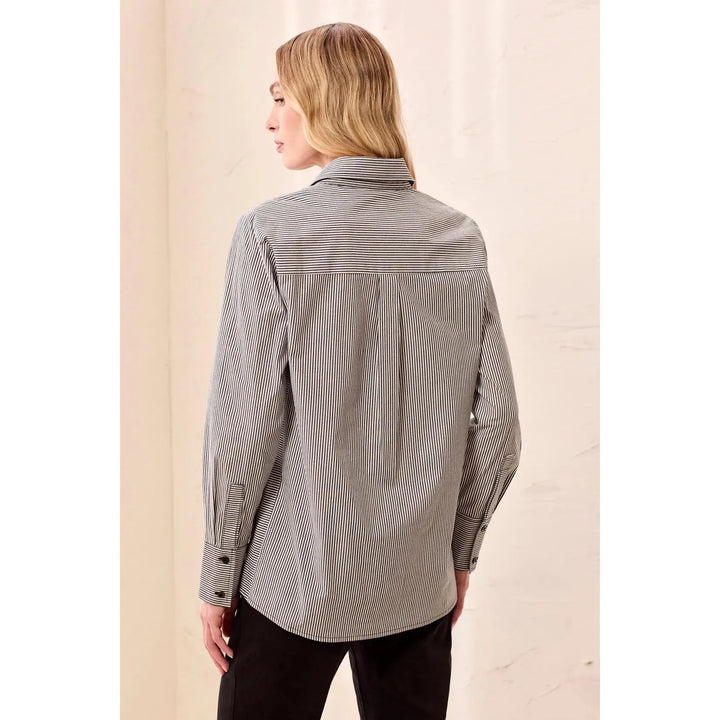 Long Sleeve Button Front Shirt with Side Panels from Tribal