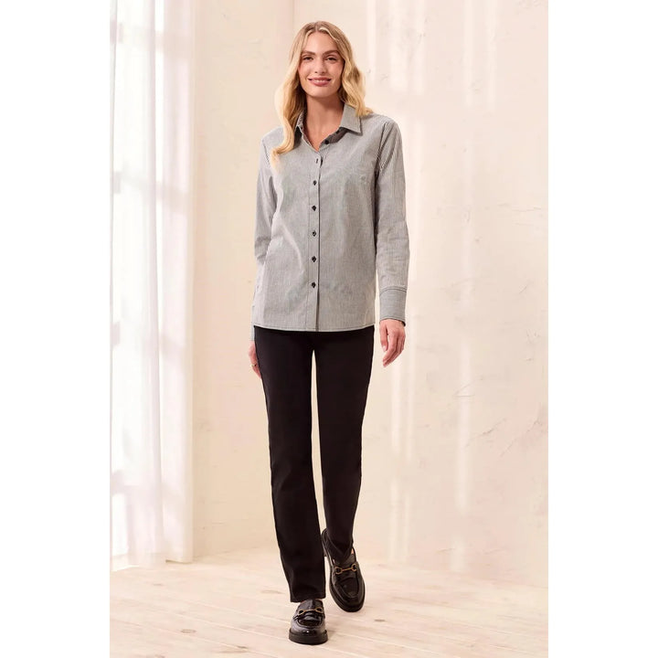 Long Sleeve Button Front Shirt with Side Panels from Tribal