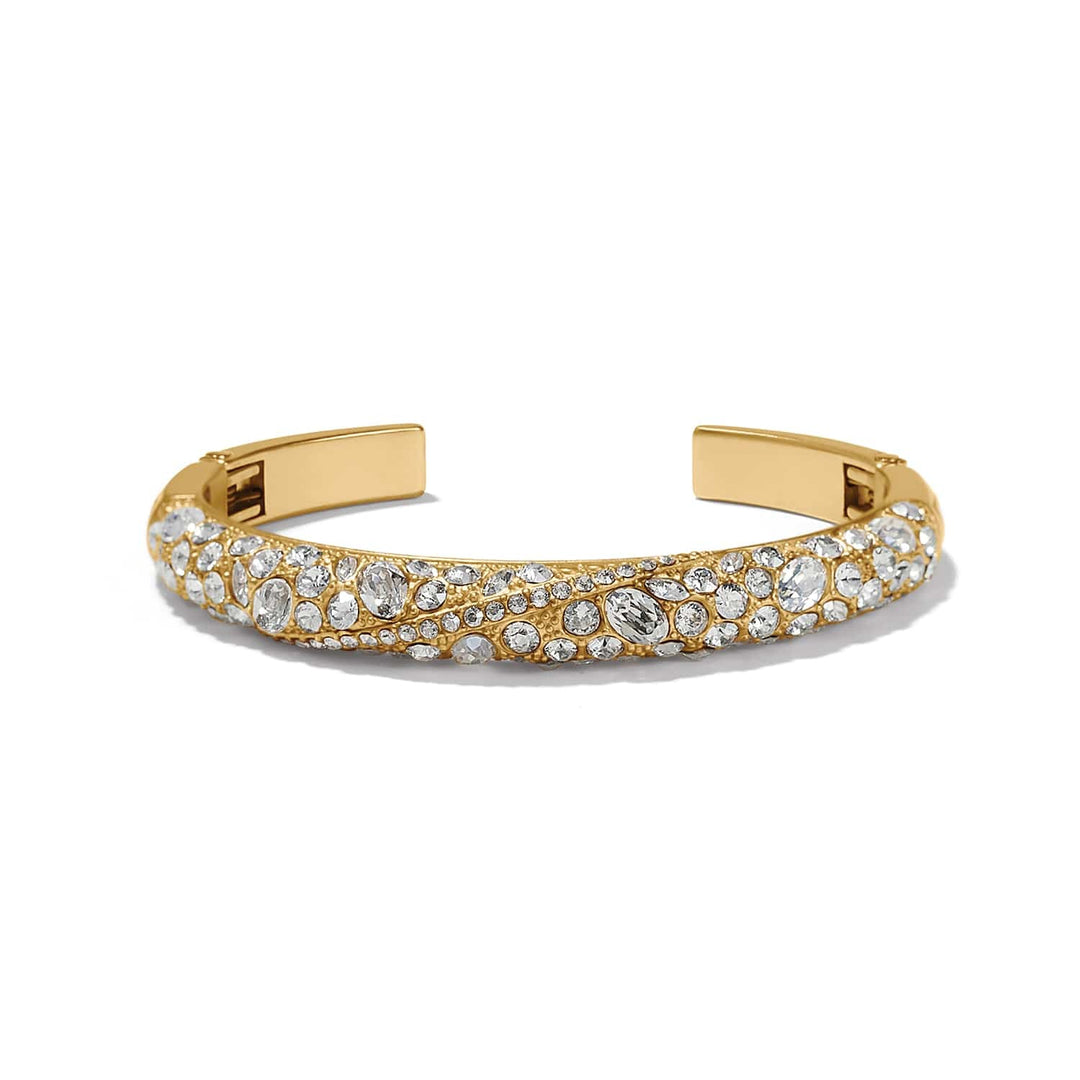 Brighton Trust Your Journey Golden Double Hinged Bangle - gold plated fine quality crystals bracelet, front view