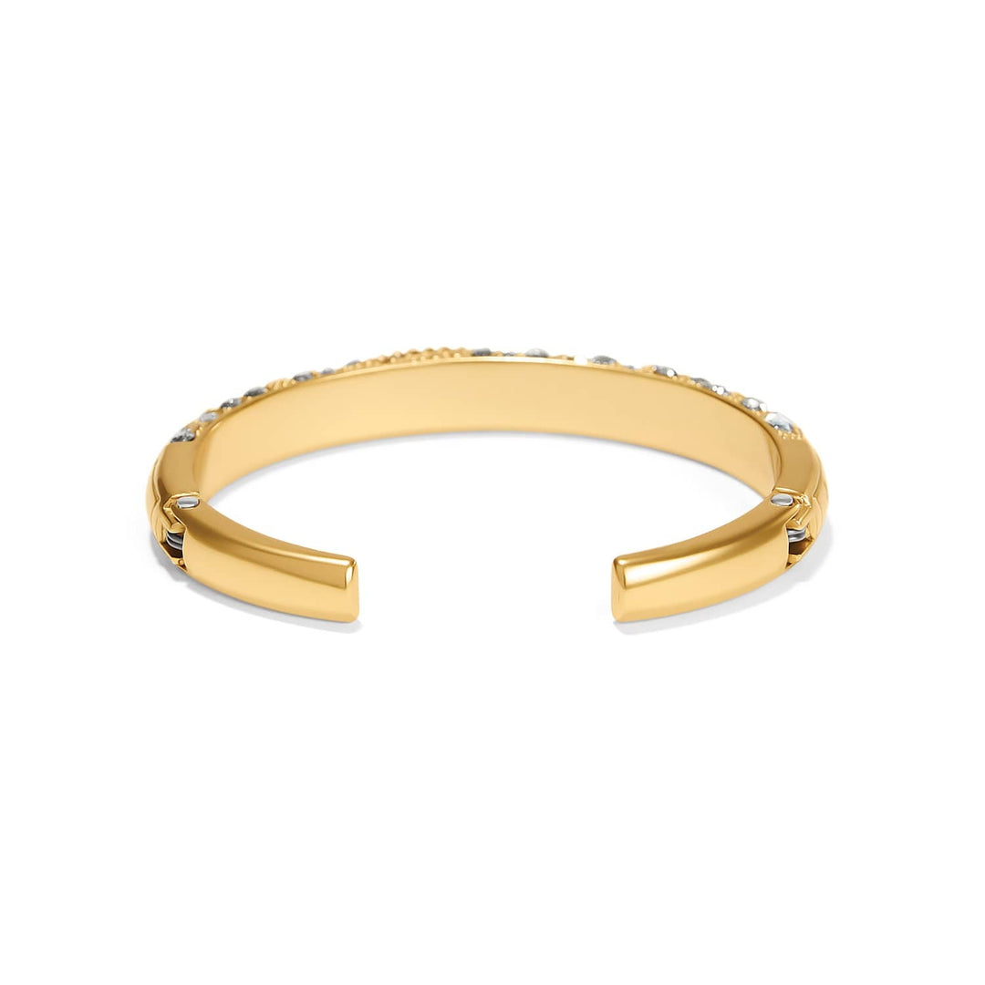 Brighton Trust Your Journey Golden Double Hinged Bangle - gold plated fine quality crystals bracelet, side view