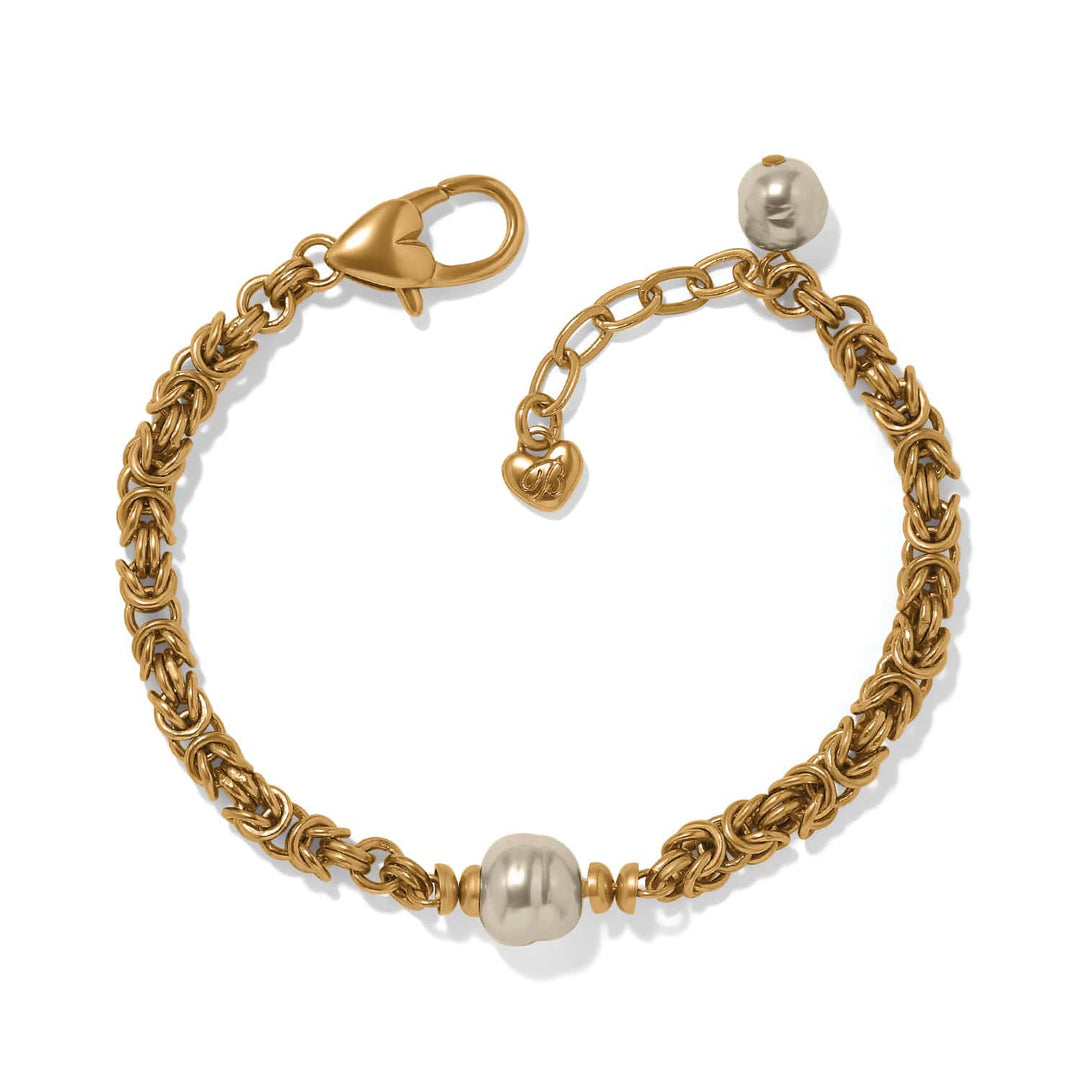 Brighton Trust Your Journey Pearl Chain Bracelet - gold plated japanese baroque pearls bracelet, front view