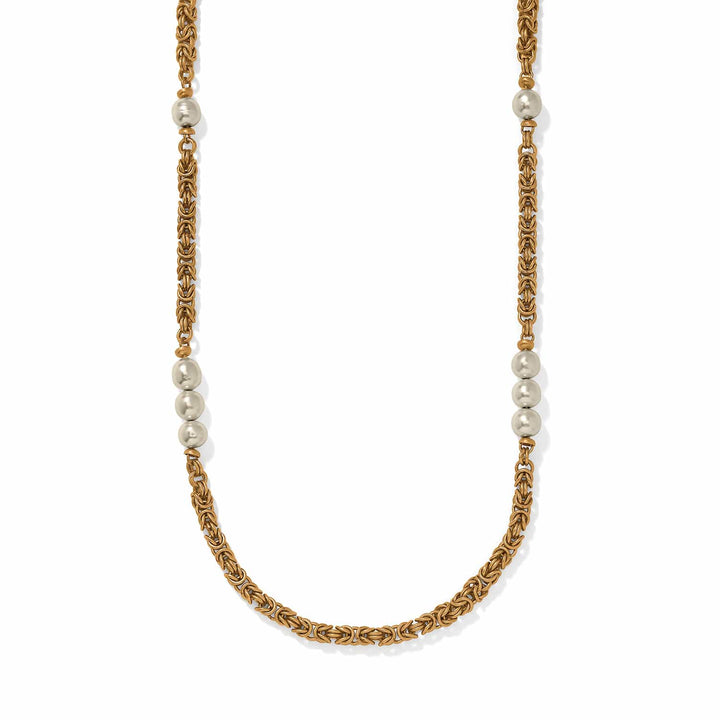 Brighton Trust Your Journey Pearl Chain Long Necklace - gold plated japanese baroque pearls necklace, front view