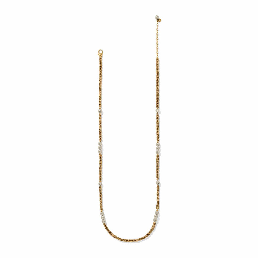 Brighton Trust Your Journey Pearl Chain Long Necklace - gold plated japanese baroque pearls necklace, side view
