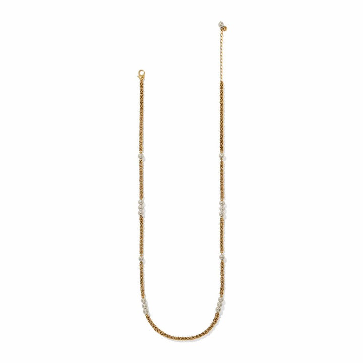 Brighton Trust Your Journey Pearl Chain Long Necklace - gold plated japanese baroque pearls necklace, side view