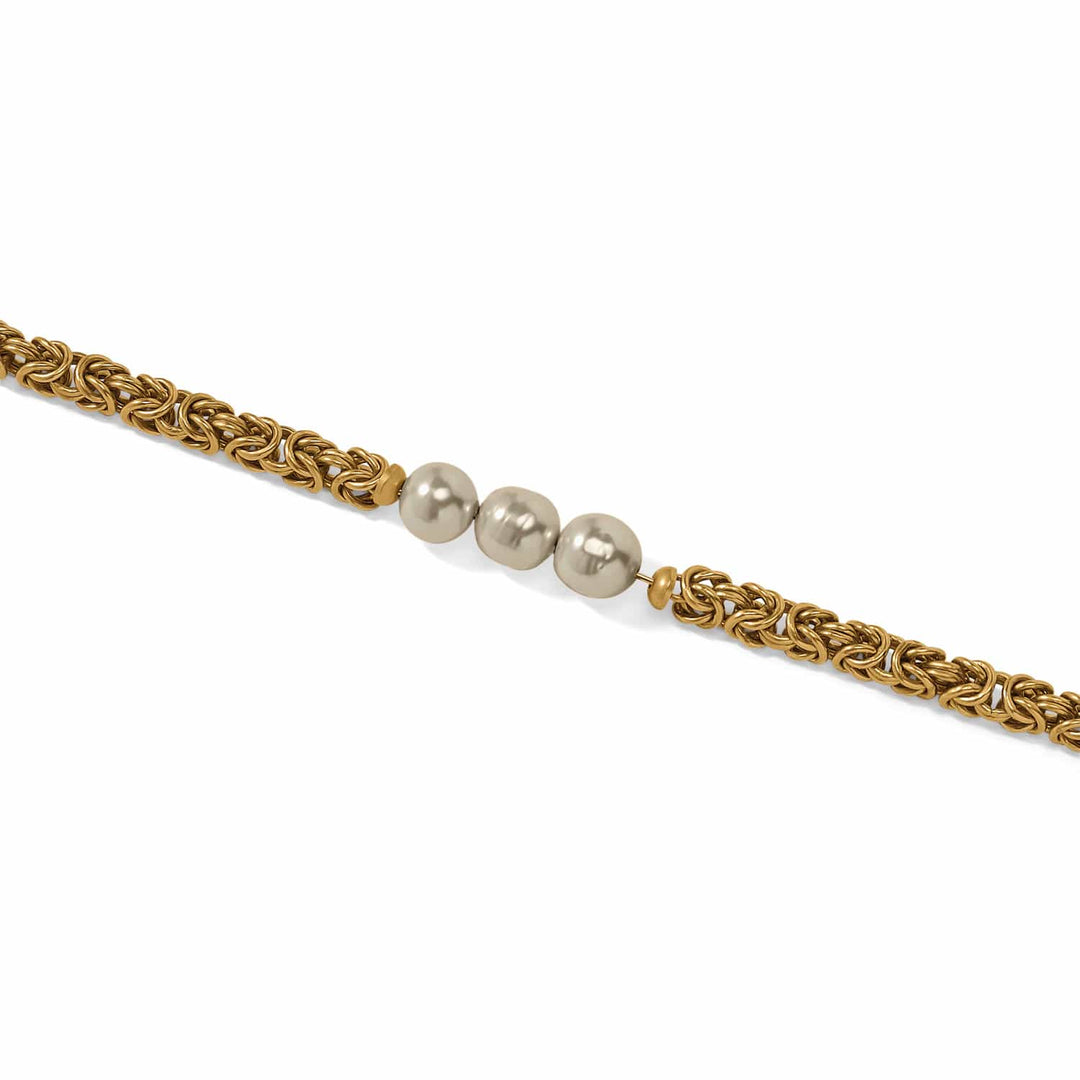 Brighton Trust Your Journey Pearl Chain Long Necklace - gold plated japanese baroque pearls necklace, detail view