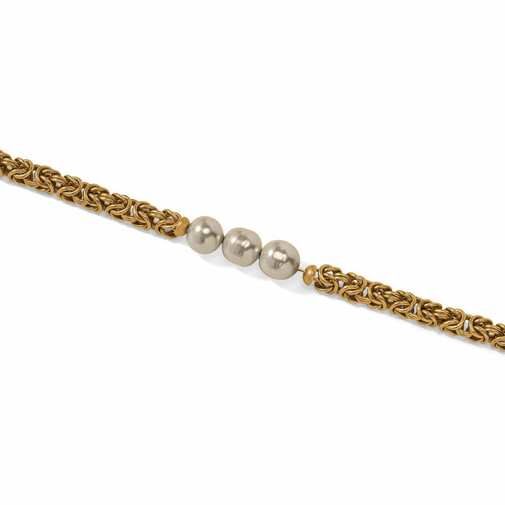 Brighton Trust Your Journey Pearl Chain Long Necklace - gold plated japanese baroque pearls necklace, detail view