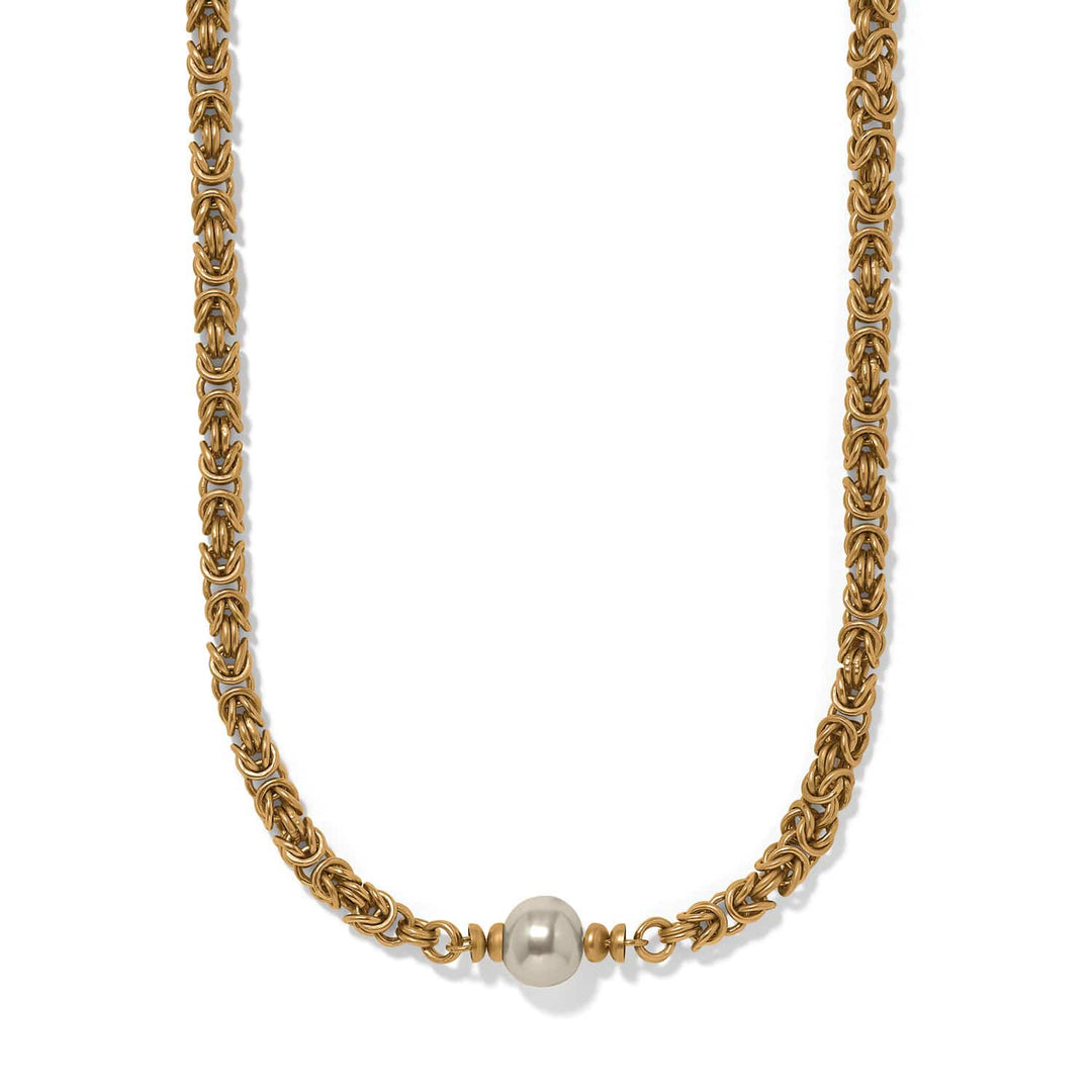 Brighton Trust Your Journey Pearl Chain Short Necklace - gold plated japanese baroque pearl necklace, front view